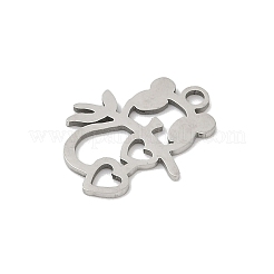 ステンレスペンダント201個  猫の形のチャーム  ステンレス鋼色  17x13.5x1mm  穴：1.4mm&nbsp;STAS-F316-20P