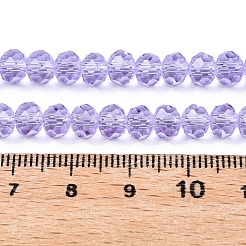 透明ガラスビーズ連売り  ファセット（32ファセット）  ロンデル  ライラック  4x3.5mm  穴：0.8mm  約115~120個/連  16.54~17.4''（42~43.5センチメートル）&nbsp;X-GLAA-T023-4mm-B01