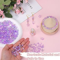 ガラスビーズ  ラウンド＆ヒトデ＆フィッシュ＆ロンデル  混合スタイル  ライラック  2.5~14x2.5~13.5x2~8.5mm  穴：1~1.4mm  約200~300個/袋  2袋/箱&nbsp;GLAA-SZ0001-94I