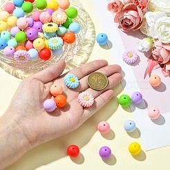 Круглые/ромашковидные силиконовые фокусные бусины SIL-YW0001-49