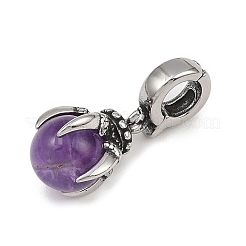 Подвеска в виде когтя дракона из хирургической нержавеющей стали 316 и круглого натурального аметиста STAS-Z165-01AS-03