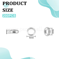 200 шт. кольцевые разделительные бусины из нержавеющей стали 304&nbsp;STAS-UN0058-87C-P