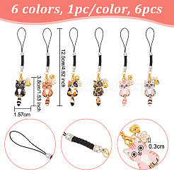 Подвеска из сплава с эмалью «кошка и цветок»&nbsp;HJEW-AB00477