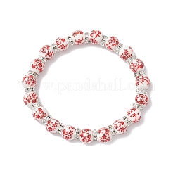 Bracelets extensibles en perles de céramique et porcelaine à imprimé floral pour femmes&nbsp;BJEW-JB12375