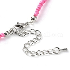 Колье из стеклянного цветка и бисера NJEW-Z029-03C