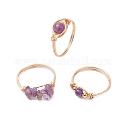 3 шт. 3 стиля перстней с натуральным розовым кварцем RJEW-JR00745