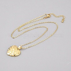 Colliers à chaîne en laiton texturé avec pendentif en forme de cœur pour la Saint-Valentin pour femmes&nbsp;NJEW-WH0020-86C