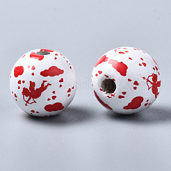 Расписные европейские бусины из натурального дерева WOOD-S057-059