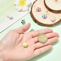 6本6色合金エナメルペンダント  サッカーのチャーム  ゴールドカラー  ミックスカラー  15x10mm  穴：1.8mm  1pc /カラー&nbsp;ENAM-CJ0007-62