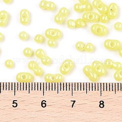 焼付塗装ガラスシードビーズ  ピーナッツ  シャンパンイエロー  6x3.5x3mm  穴：1mm  約4500個/ポンド&nbsp;SEED-L011-09A-20