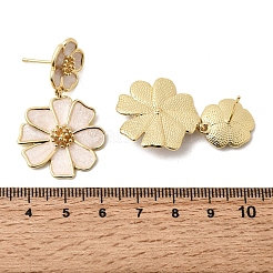 Boucles d'oreilles pendantes en laiton avec fleur&nbsp;EJEW-D352-05G-04