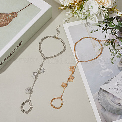 2 шт. 2-цветные сплавные цепочки-кольца-браслеты BJEW-CY0001-10