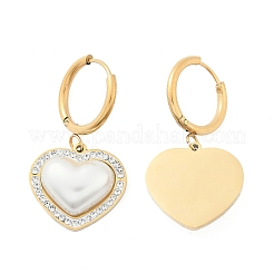 Серьги-кольца из нержавеющей стали 304 с имитацией жемчуга EJEW-M070-11G