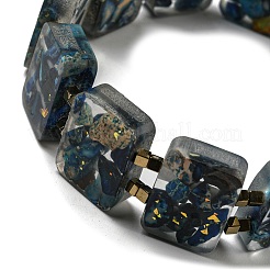 Diaspro imperiale naturale tinto con braccialetti elasticizzati con perline di resina&nbsp;BJEW-G698-01A-07