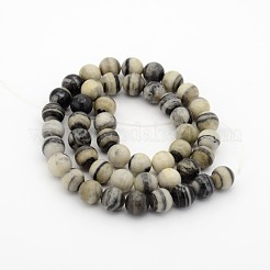 Естественно зебры яшмы круглый шарик нити G-P070-57-12mm