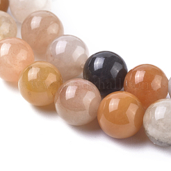 Brins de perles de jade en soie dorée naturelle&nbsp;G-L538-034-8mm