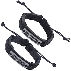 2шт 2 стиля сплав прямоугольник с крестом и словом веры браслет&nbsp;BJEW-CL0001-23