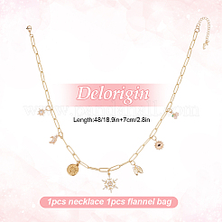 Латунные ожерелья с подвеской в виде снежинки и солнца NJEW-DR0001-08