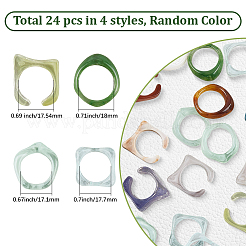 4 стиль кольца из смолы и акрила для женщин RJEW-SC0001-24