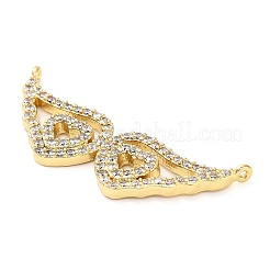 Латунные микропаве прозрачные кубические цирконии полые крылья с подвесками в виде сердца KK-L229-062G