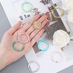 メッキされた鉄のキー留め具のパーツ  キーチェーンリングのパーツ  ミックスカラー  30~33x2~3mm  10個/カラー  50個/箱&nbsp;KEYC-PH0001-14