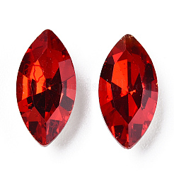 Cabochons en verre avec strass de dos avec point&nbsp;RGLA-T083-7x15mm-07