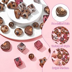 35 шт. 7 стиля непрозрачных акриловых бусин с леопардовым принтом FIND-CJ0004-40