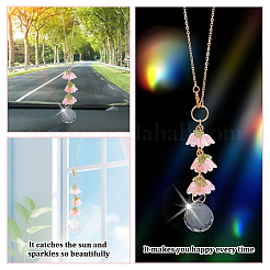 Ornamenti da appendere all'auto in vetro e resina con mughetto&nbsp;HJEW-DR00054
