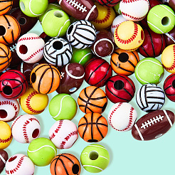 140 шт. 7 вида спортивных непрозрачных акриловых бусин MACR-PA0001-08