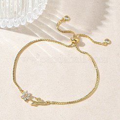 Bracelets coulissants réglables en laiton avec micro pavé de zircons cubiques transparents&nbsp;BJEW-C156-09G-03