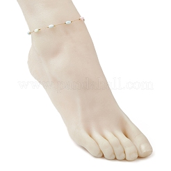 Браслеты на ногу из натуральной ракушки из окрашенного риса и нержавеющей стали 304&nbsp;AJEW-AN00727