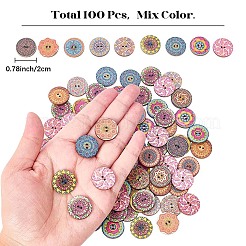 100 шт. пуговицы из тополя с 2 отверстиями BUTT-CY0001-14