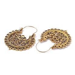 Boucles d'oreilles créoles fleur évidées en alliage&nbsp;EJEW-WH0011-12AG
