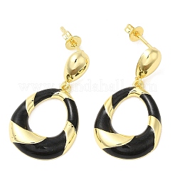 Серьги-гвоздики с эмалью и каплевидной подвеской&nbsp;EJEW-M222-06G