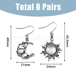 8 комплект 8-х цветных асимметричных серег из стекла в форме солнца и луны&nbsp;EJEW-FI0002-05