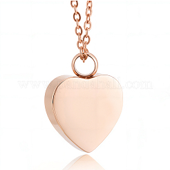 Ожерелья с подвеской в виде сердца из нержавеющей стали в виде погребальной шкатулки DIY-CN0003-41RG