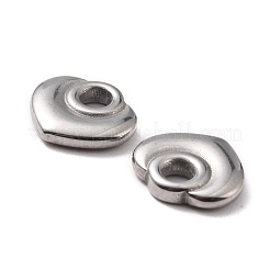 変色しない304ステンレススチールチャーム  ハート  ステンレス鋼色  10.5x12x2mm  穴：3mm&nbsp;STAS-B024-97P-01