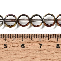 電気メッキ透明ガラスビーズ連売り  フラットラウンド  多面カット  カラフル  8x4mm  穴：1mm  約54個/連  15.75''（40センチメートル）&nbsp;GL-CBA98F0-06A-02