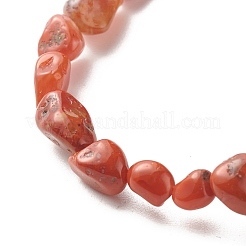 Bracciale elasticizzato con perline di diaspro rosso naturale per bambini&nbsp;BJEW-JB07031-08