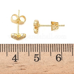 Серьги-гвоздики из латуни с микро-паве и прозрачным фианитом в форме сердца EJEW-Z144-11G