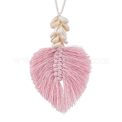 2 pz 2 colori foglia fatto a mano cotone intrecciato macramè ciondolo decorazioni&nbsp;HJEW-JM02824