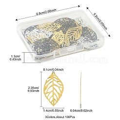 100 шт. 3-х цветные железные филигранные подвески-соединители IFIN-FS0001-60
