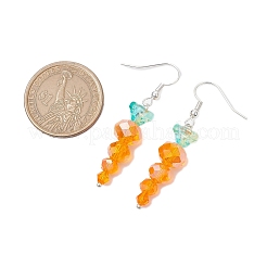 Пасхальные морковные стеклянные серьги-подвески для женщин&nbsp;EJEW-JE06219