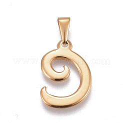 304ステンレスペンダント  ラインストーン付き  文字L  文字.c  23x16x2mm  穴：3~3.5x7.5~8mm&nbsp;STAS-F202-16G-C