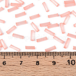 ガラス竹ビーズ  模造キャットアイ  ライトサーモン  6.5~7x1.5~2mm  穴：0.8~1mm  約13636個/ポンド&nbsp;SEED-N007-28K