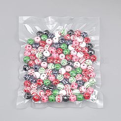 120 pièce de perles en bois peintes par pulvérisation de 10 couleurs&nbsp;WOOD-CA0001-64