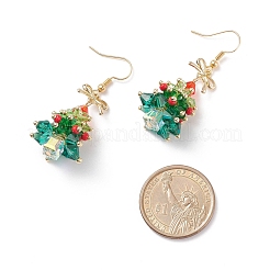 Glas-Weihnachtsbaum mit Bowknot-Ohrringen&nbsp;EJEW-TA00104