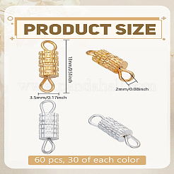 60 шт. 2-х цветные латунные винтовые застежки&nbsp;KK-LP0001-96