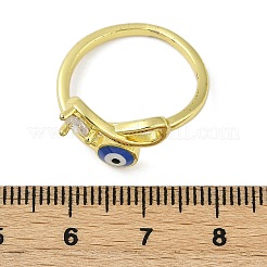 Кольца-манжеты из латуни с микропаве из прозрачного кубического циркония и эмалью для женщин RJEW-L113-031G