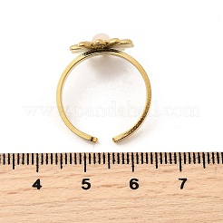 女性用304ステンレススチールカフリング  樹脂と  18KGP本金メッキ  花  13.5x14mm&nbsp;RJEW-U062-02C-01G